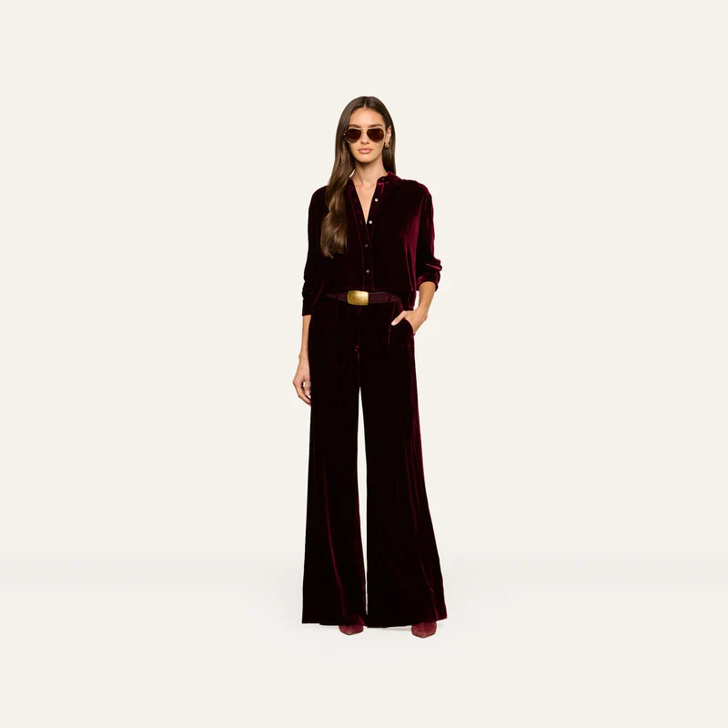 Pilar Velvet Wide-Leg Pant