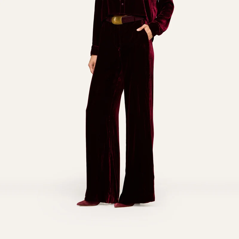 Pilar Velvet Wide-Leg Pant