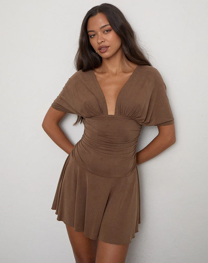 Sunmi Minikleid aus Cupro in der Farbe „Bitter Chocolate“