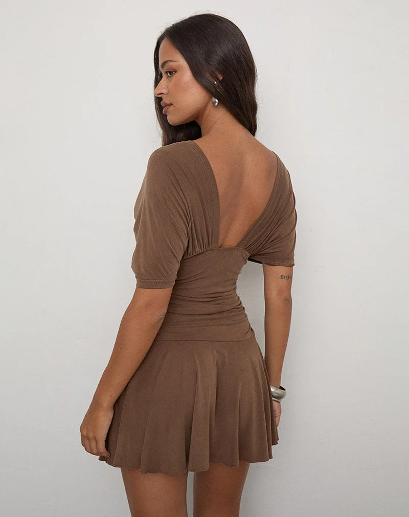 Sunmi Minikleid aus Cupro in der Farbe „Bitter Chocolate“