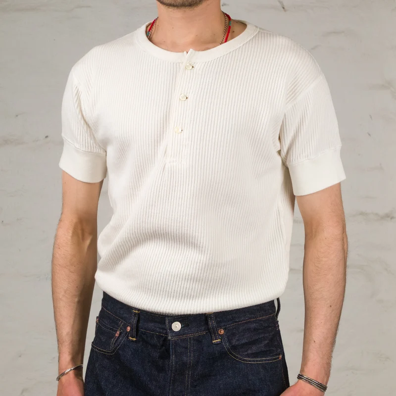 Railroad Knit Short Sleeve Amish Underwear Salt White