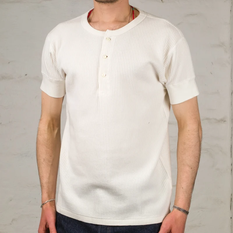 Railroad Knit Short Sleeve Amish Underwear Salt White