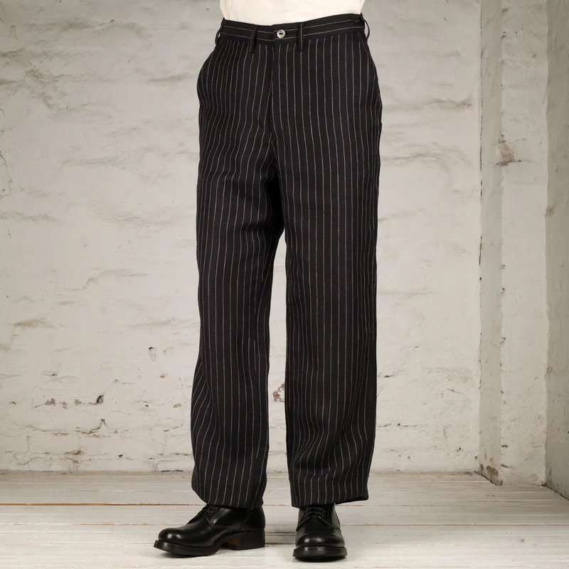 GIGORO Adjustable Waist Trousers Rain Stripe Black