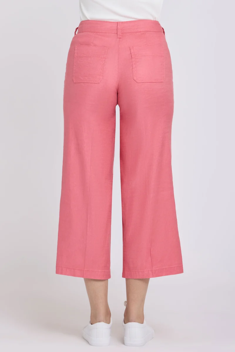 Wide Leg Cargo Capri Hosen aus Stretchleinen | Desert Rose
