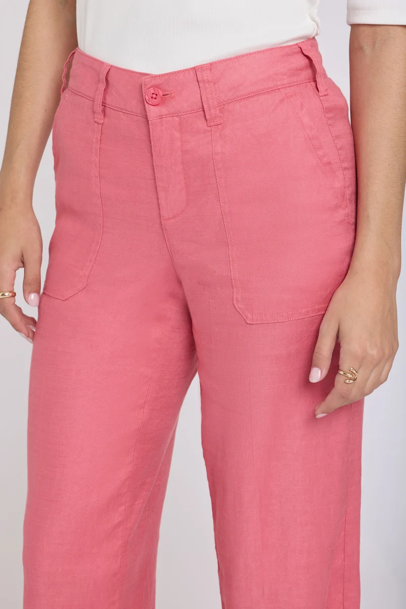 Wide Leg Cargo Capri Hosen aus Stretchleinen | Desert Rose
