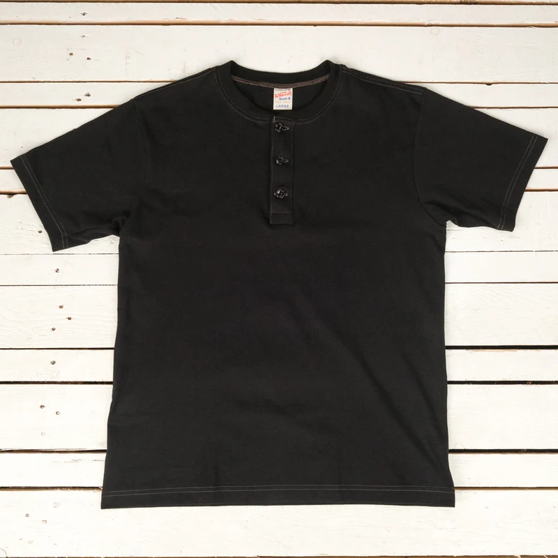 Henley Neck Pack T-Shirt Schwarz