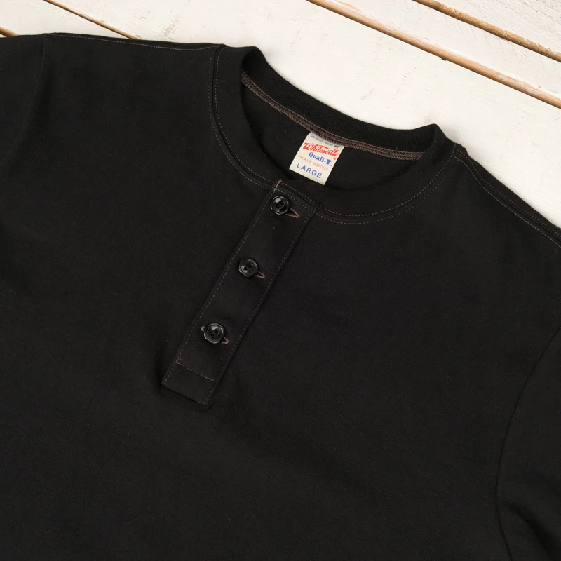 Henley Neck Pack T-Shirt Schwarz