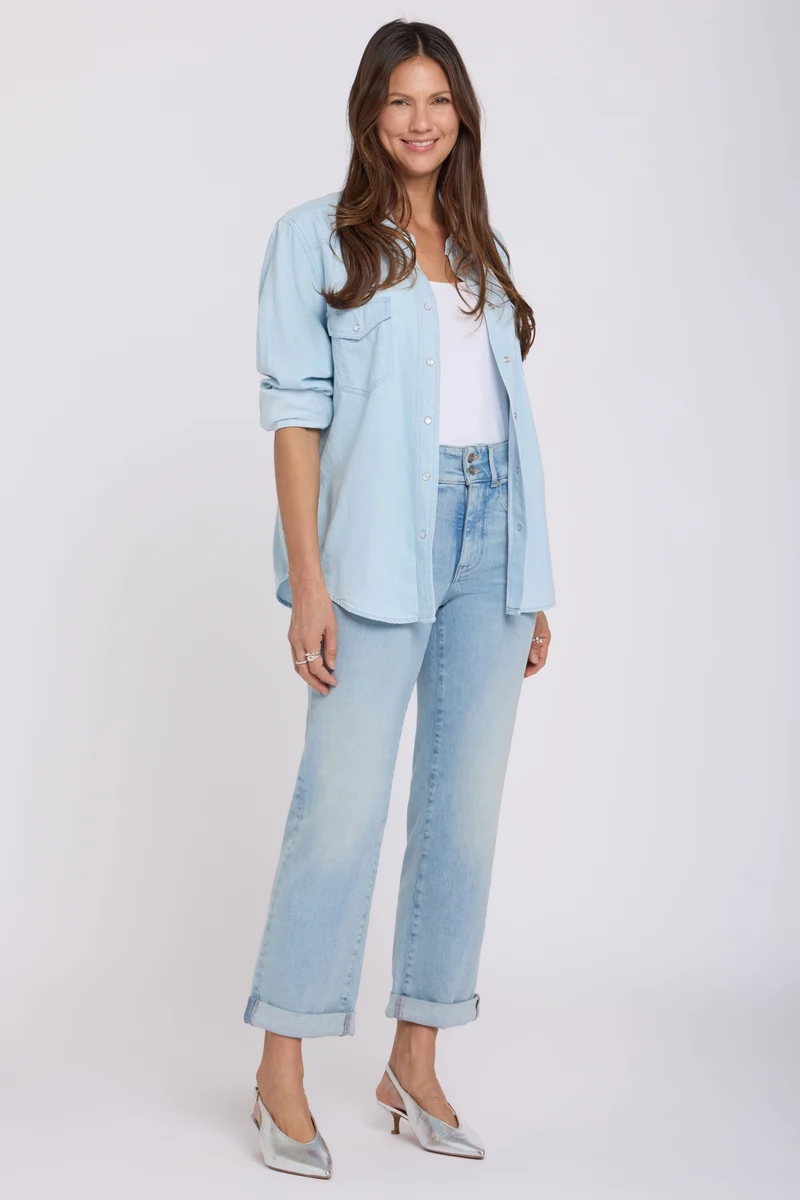 Bailey Relaxed Straight Crop Jeans in Re-New Denim mit High Rise | Keys View