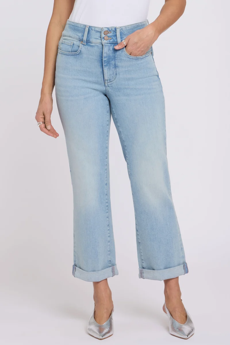 Bailey Relaxed Straight Crop Jeans in Re-New Denim mit High Rise | Keys View