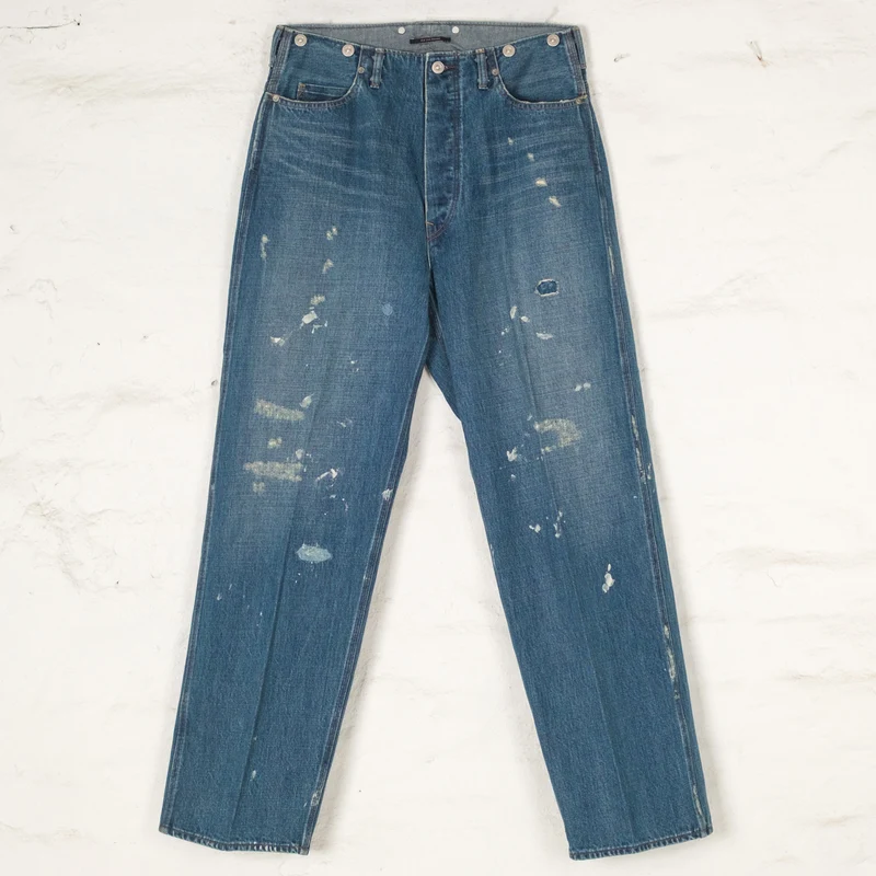 Beltless Waist Jeans Trousers "990" Scar Face & Paint