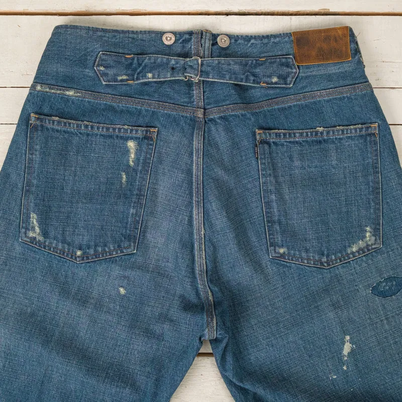Beltless Waist Jeans Trousers "990" Scar Face & Paint