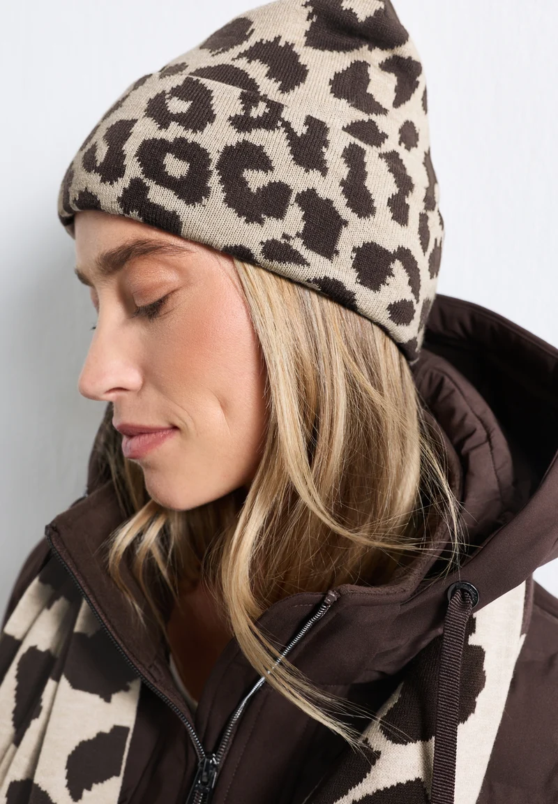 OP_Beanie_Leo Fine Knit Set, auburn brown