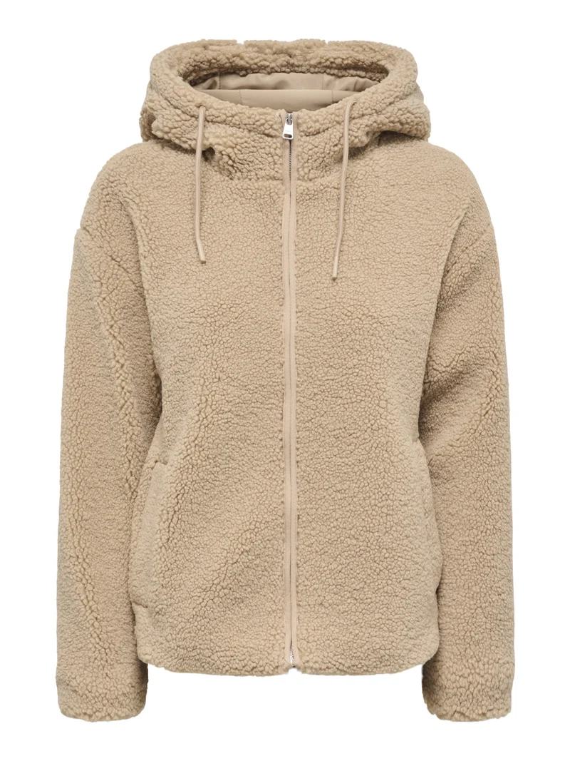 ONLASPEN HOOD TEDDY JACKET CC OTW, Cuban Sand