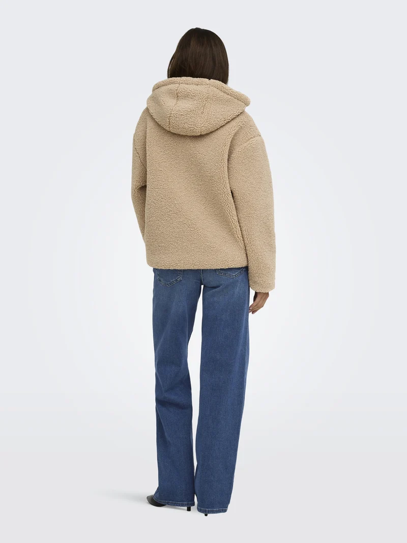 ONLASPEN HOOD TEDDY JACKET CC OTW, Cuban Sand