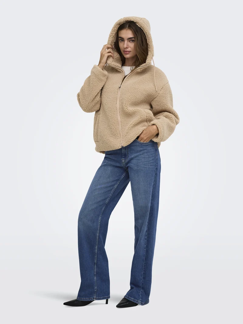 ONLASPEN HOOD TEDDY JACKET CC OTW, Cuban Sand