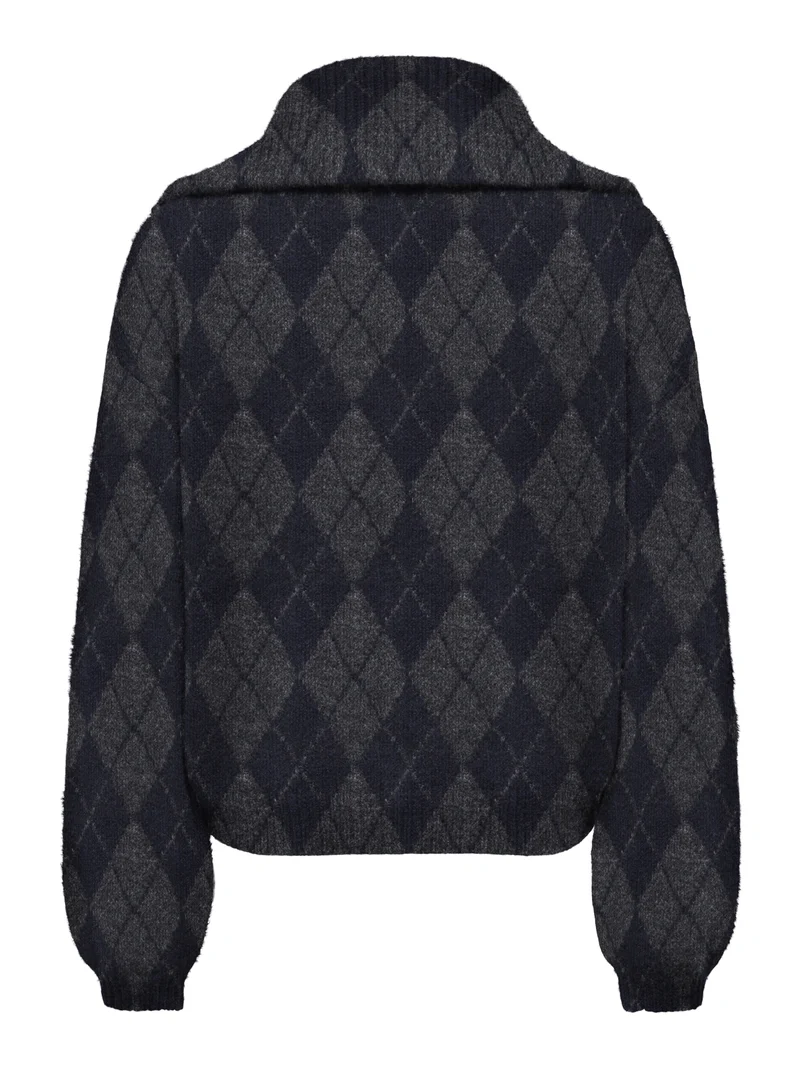 ONLMAROON LS ZIP COLLAR CARDIGAN KN, Night Sky/Mel/DGM