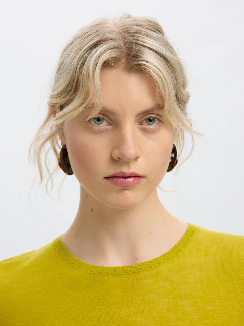 SLWVENDY LS KNIT WOOL O-NECK NOOS, Avocado Oil