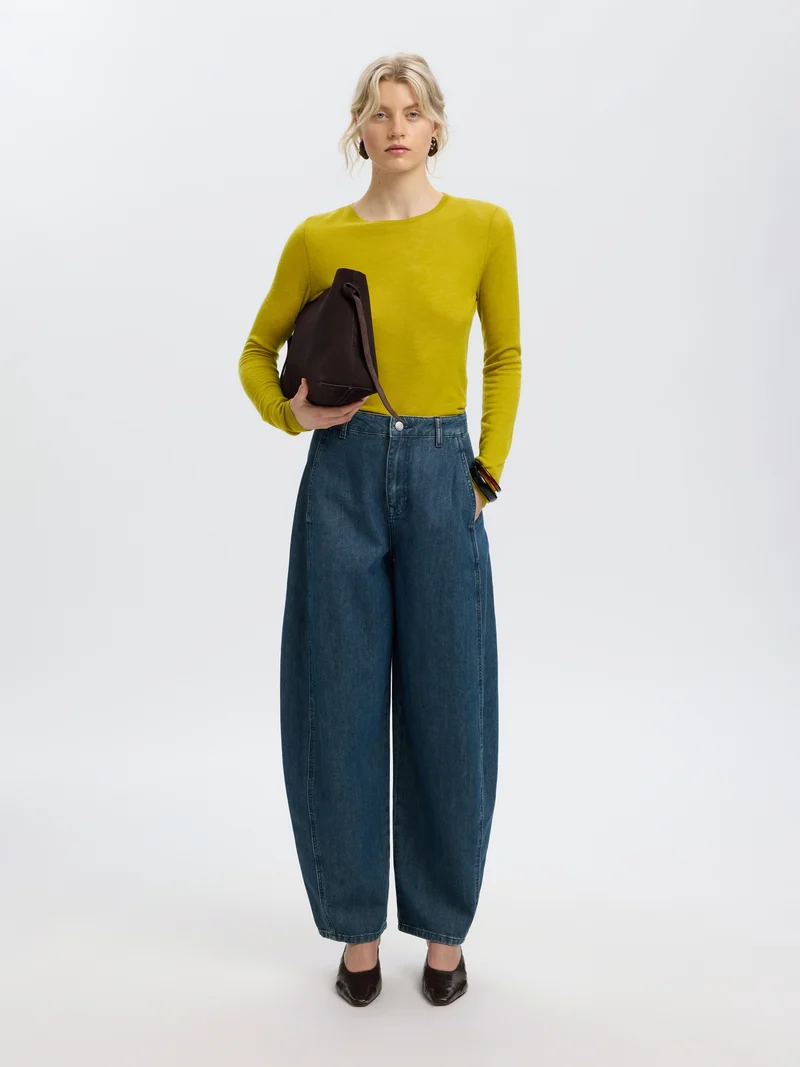 SLWVENDY LS KNIT WOOL O-NECK NOOS, Avocado Oil