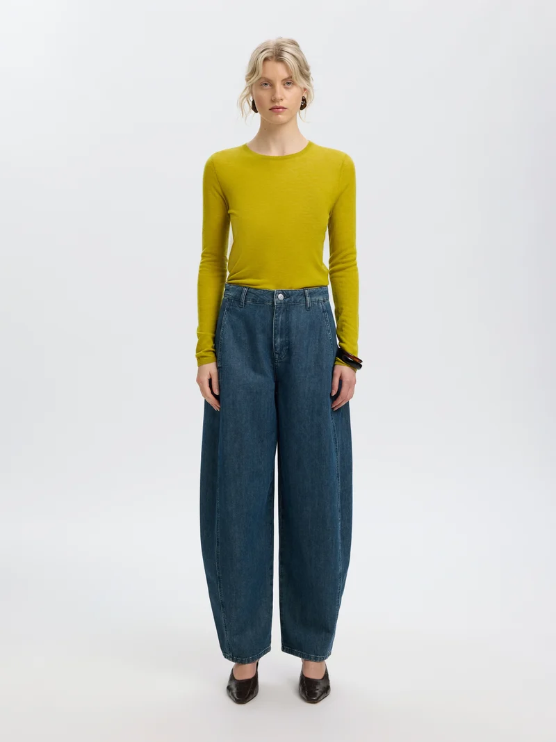 SLWVENDY LS KNIT WOOL O-NECK NOOS, Avocado Oil