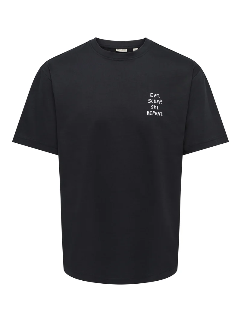 ONSFRED LIFE RLX SS PRINT TEE NOOS, Black/QUOTE