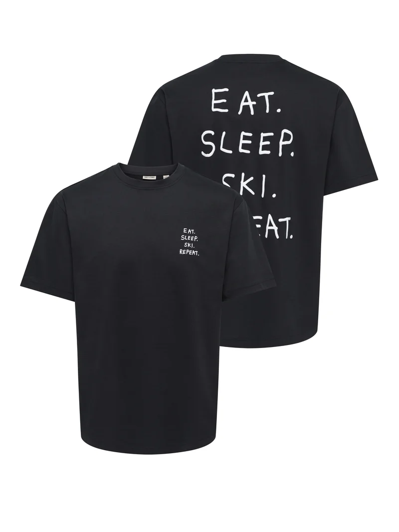 ONSFRED LIFE RLX SS PRINT TEE NOOS, Black/QUOTE