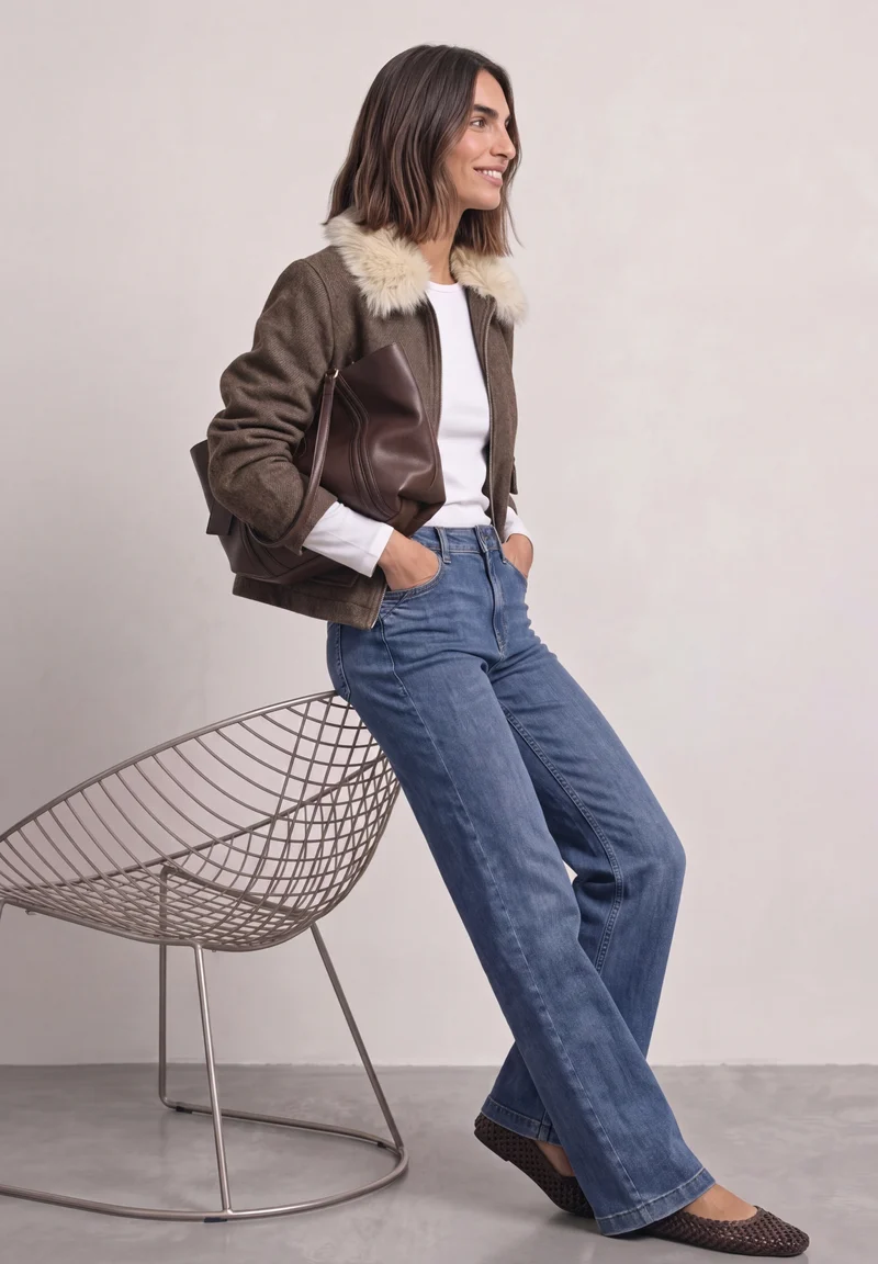 Wool Overshirt w. removable Fa, auburn brown
