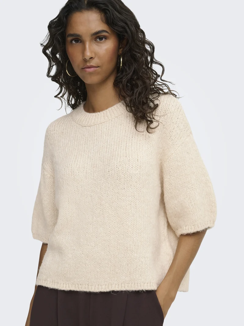 JDYDICTE S/S PULL O-NECK KNT NOOS, Birch