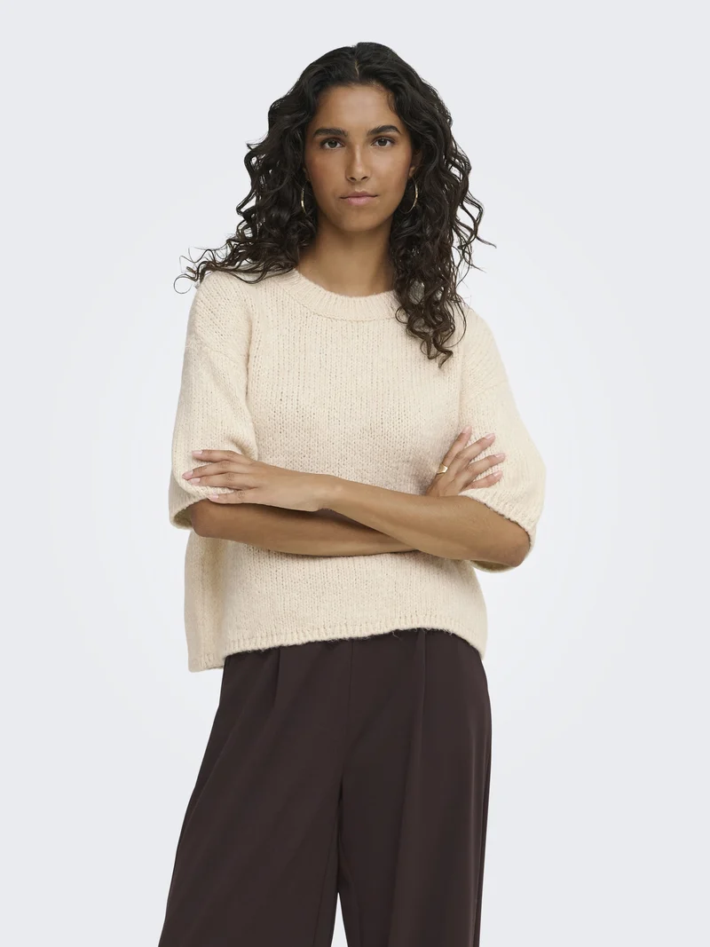 JDYDICTE S/S PULL O-NECK KNT NOOS, Birch