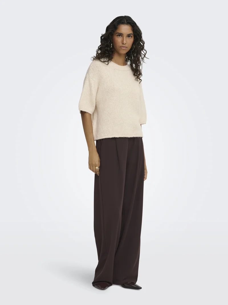 JDYDICTE S/S PULL O-NECK KNT NOOS, Birch