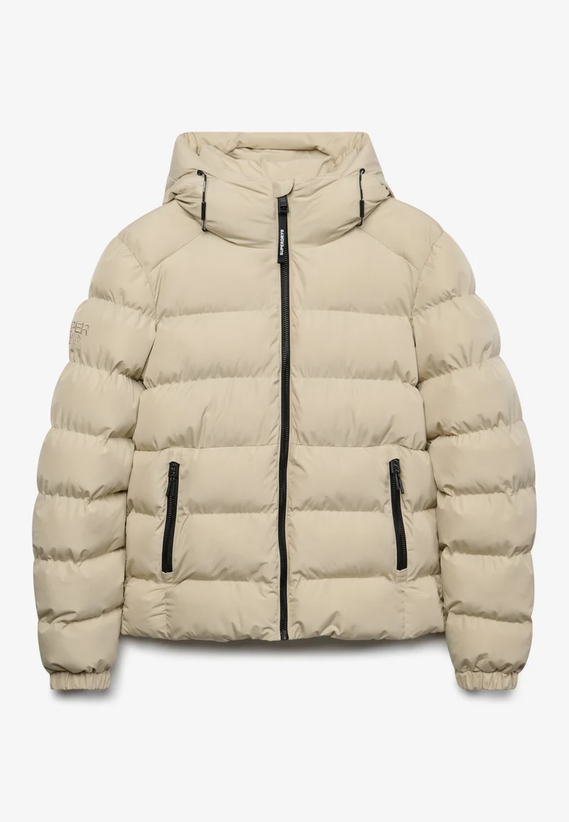 HOODED SPORTS PUFFER JACKET, Climbing Chalk