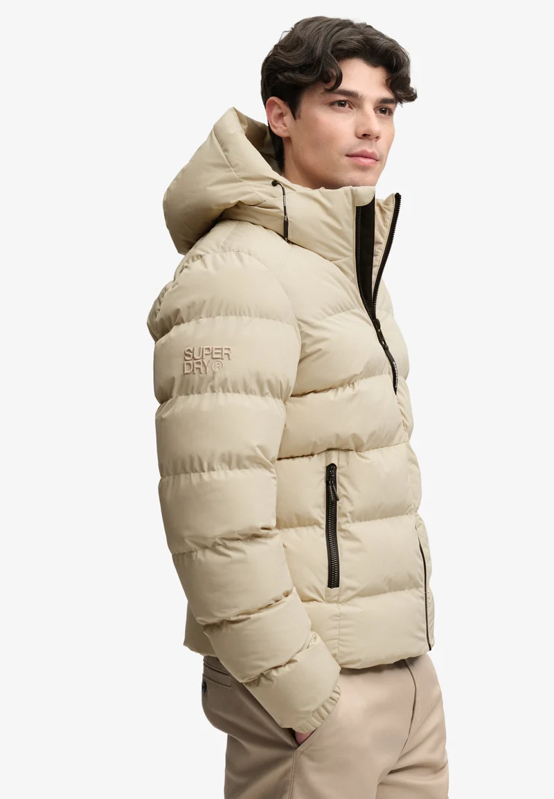 HOODED SPORTS PUFFER JACKET, Climbing Chalk