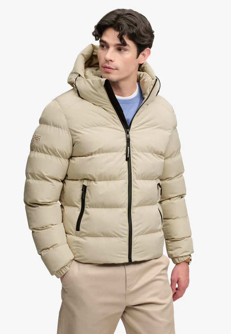 HOODED SPORTS PUFFER JACKET, Climbing Chalk