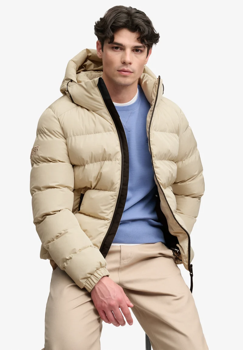 HOODED SPORTS PUFFER JACKET, Climbing Chalk