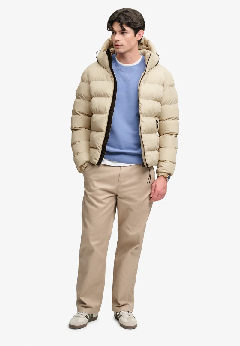 HOODED SPORTS PUFFER JACKET, Climbing Chalk