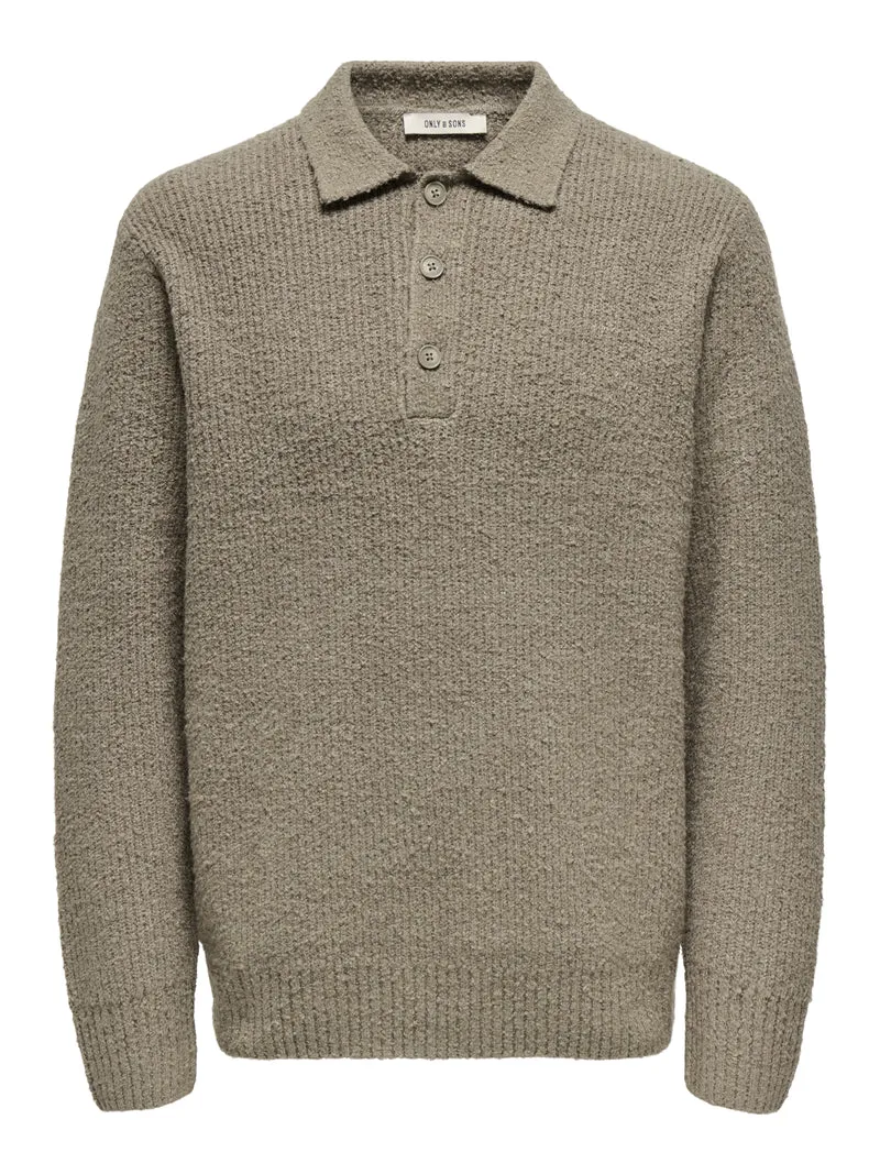 ONSDALE RLX LS POLO KNIT NOOS, Walnut