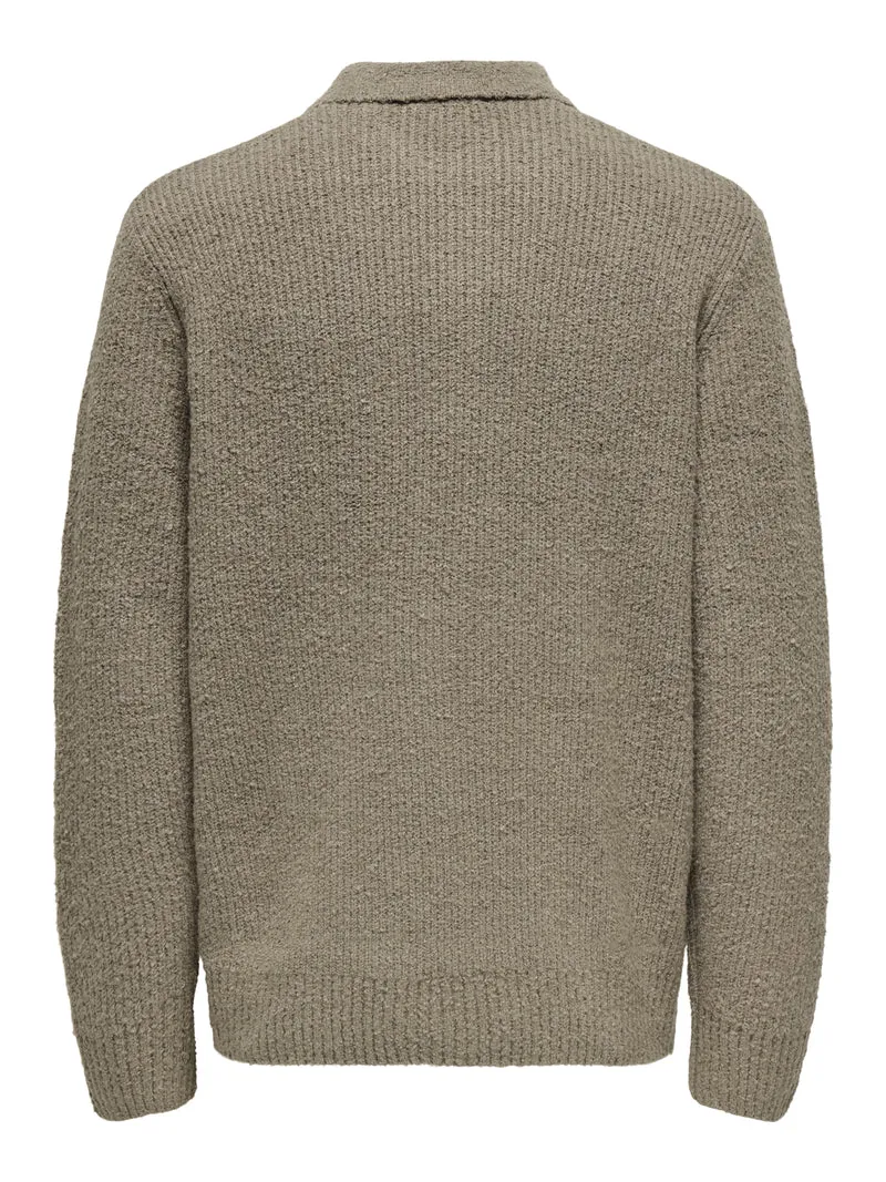 ONSDALE RLX LS POLO KNIT NOOS, Walnut