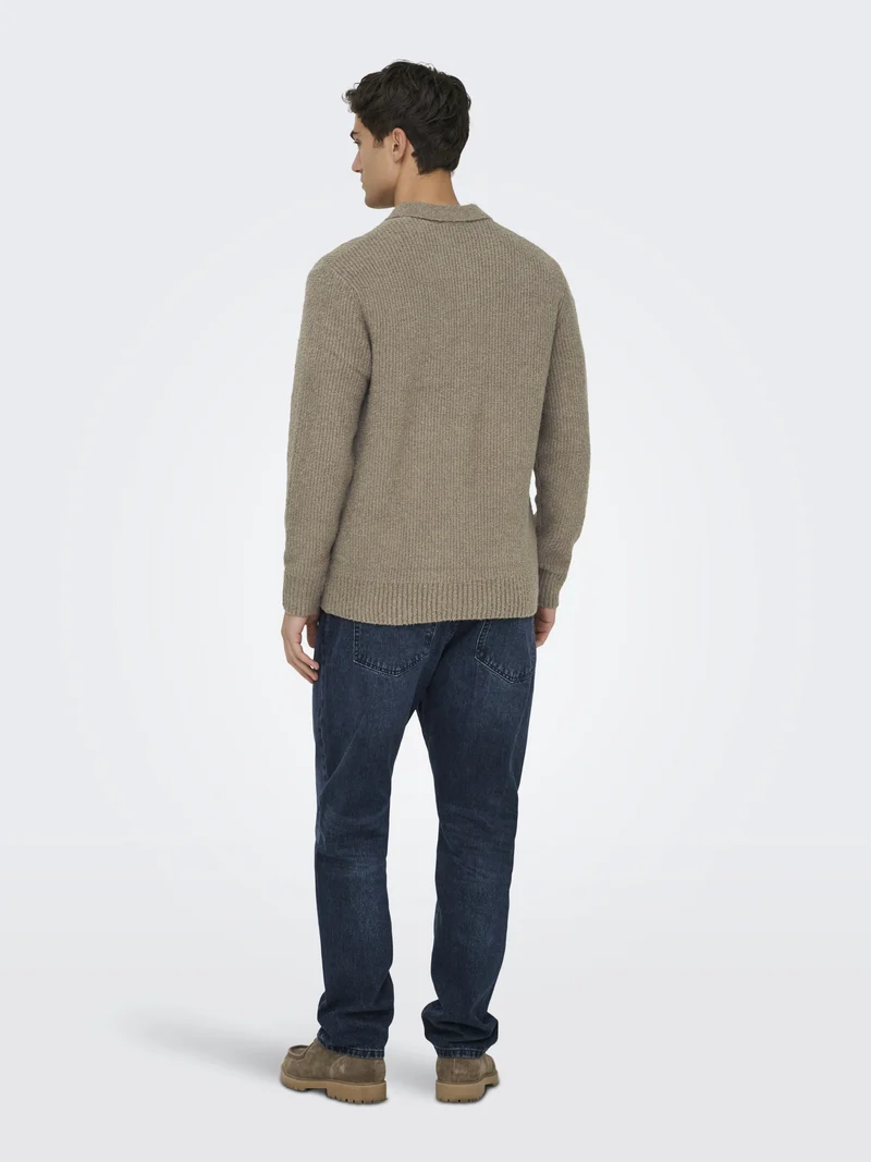 ONSDALE RLX LS POLO KNIT NOOS, Walnut