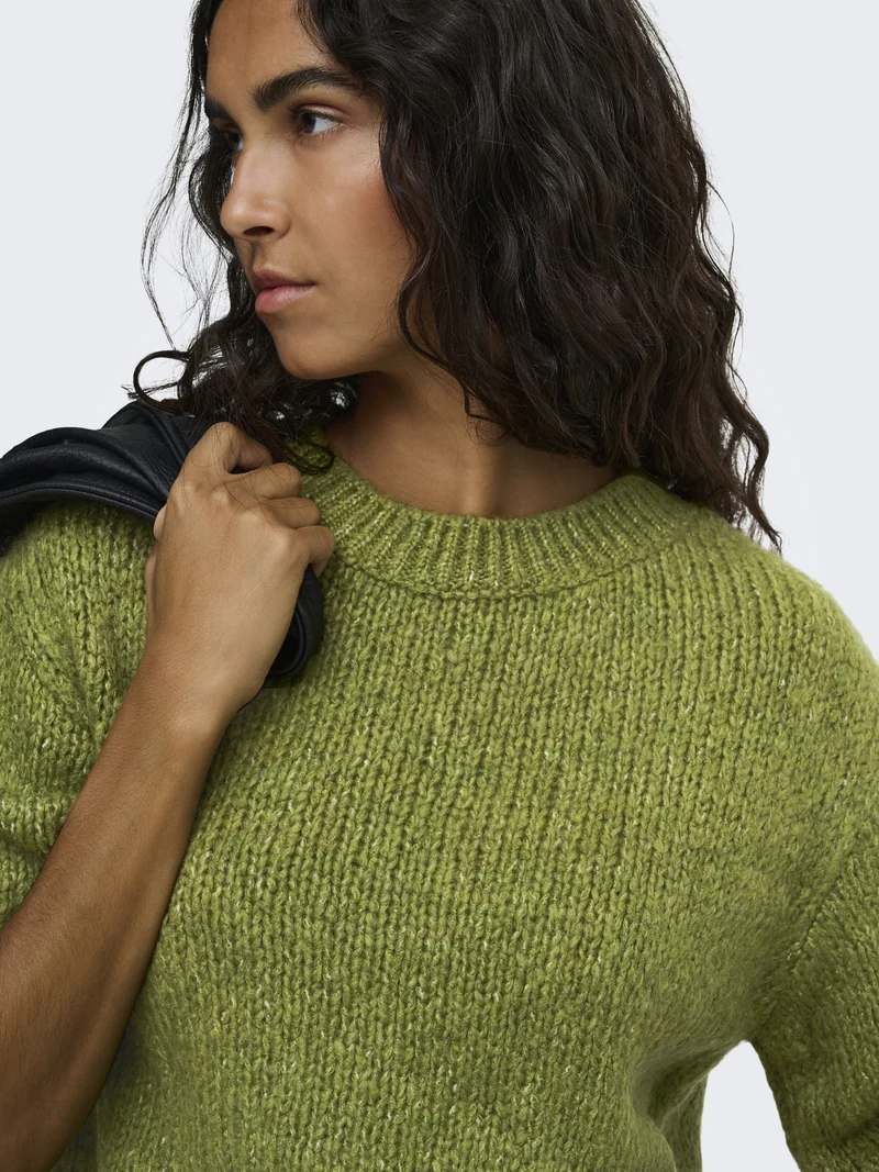 JDYDICTE S/S PULL O-NECK KNT NOOS, Fern