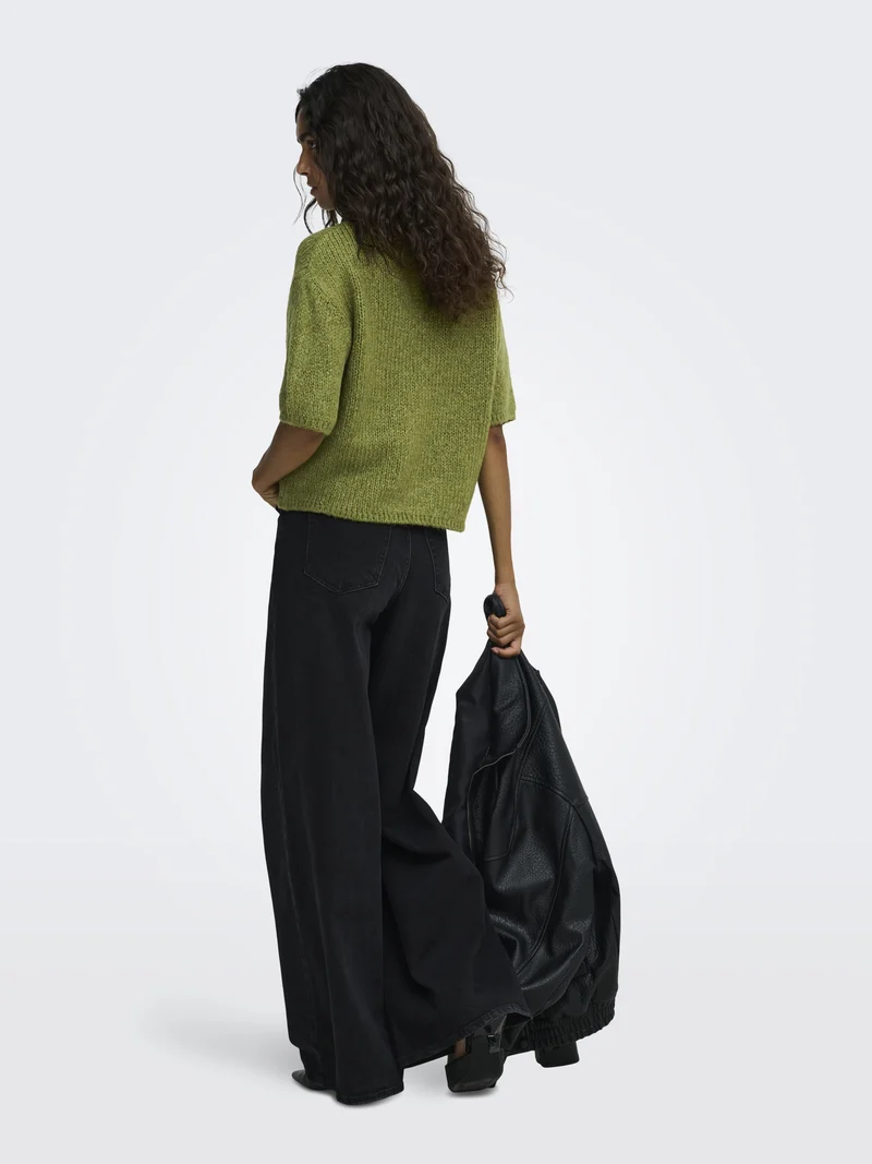 JDYDICTE S/S PULL O-NECK KNT NOOS, Fern