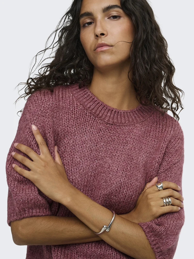 JDYDICTE S/S PULL O-NECK KNT NOOS, Deco Rose