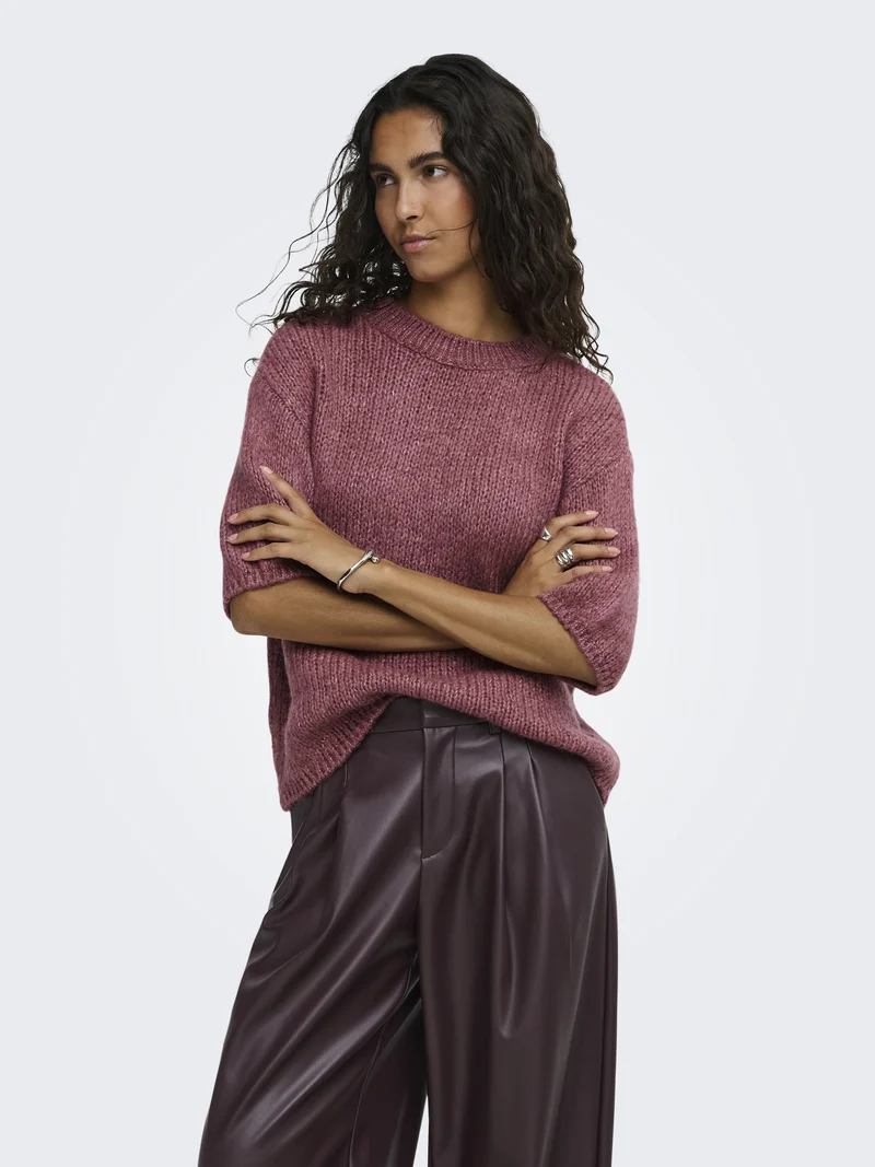 JDYDICTE S/S PULL O-NECK KNT NOOS, Deco Rose