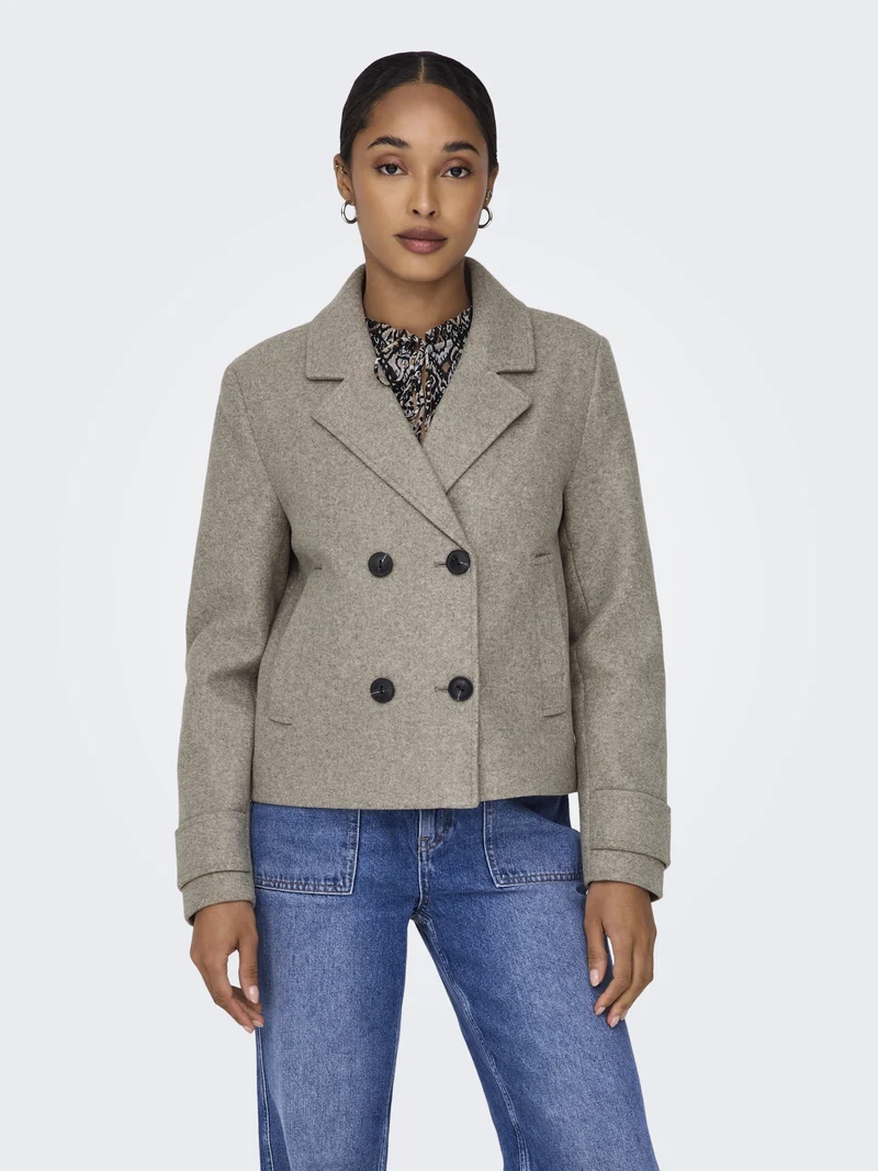 ONLFREJA SHORT DB JACKET OTW NOOS, Mocha Meringue/MELANGE