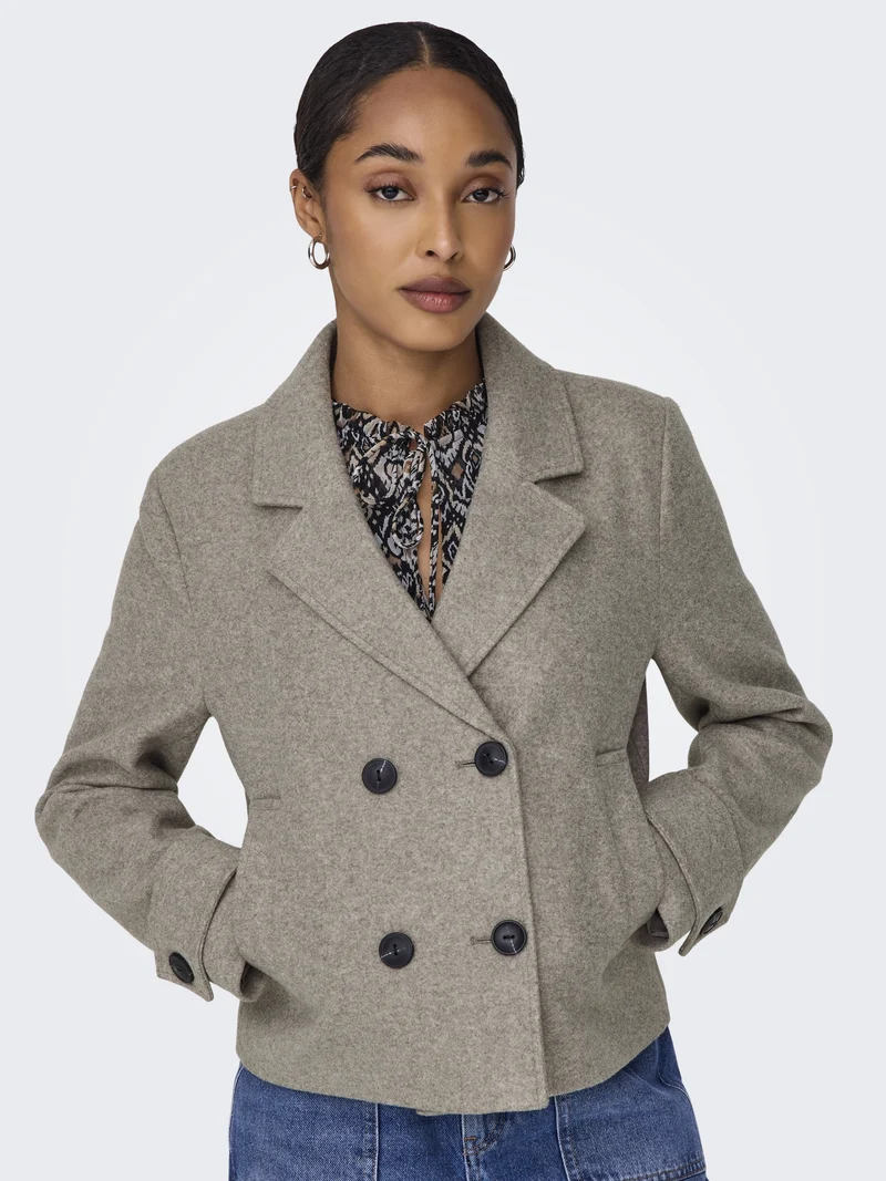 ONLFREJA SHORT DB JACKET OTW NOOS, Mocha Meringue/MELANGE