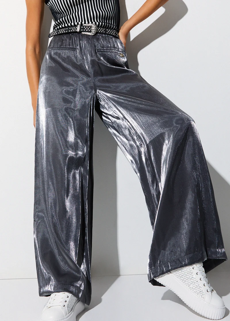 Laminated Flared Trousers