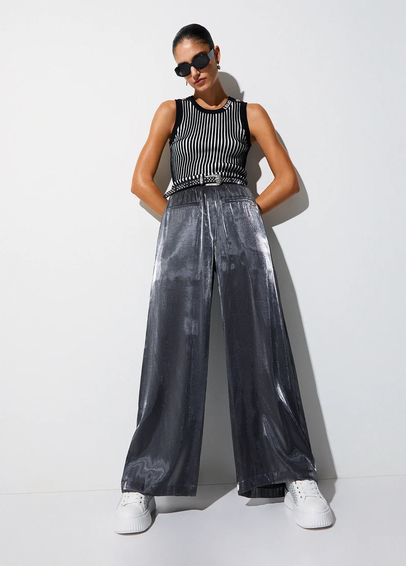 Laminated Flared Trousers