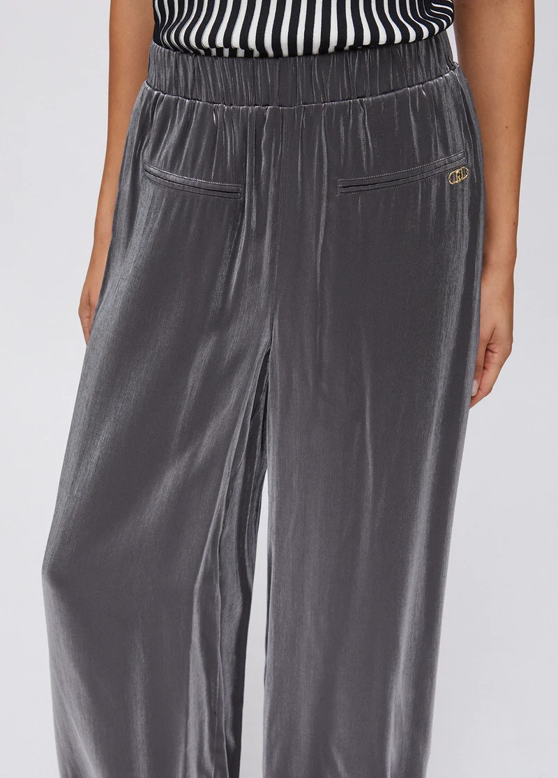 Laminated Flared Trousers