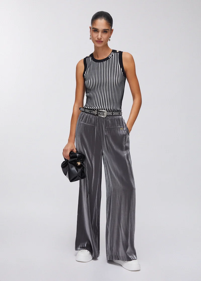 Laminated Flared Trousers