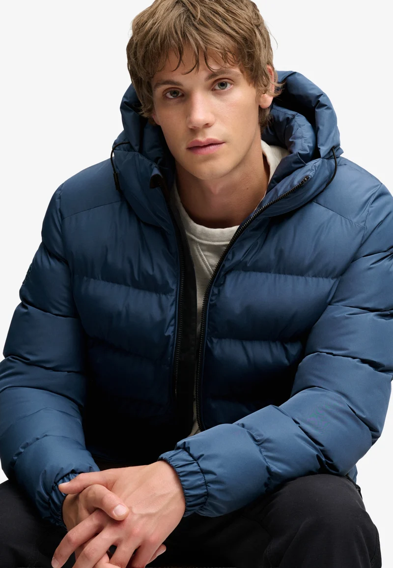 HOODED SPORTS PUFFER JACKET, Altitude Blue
