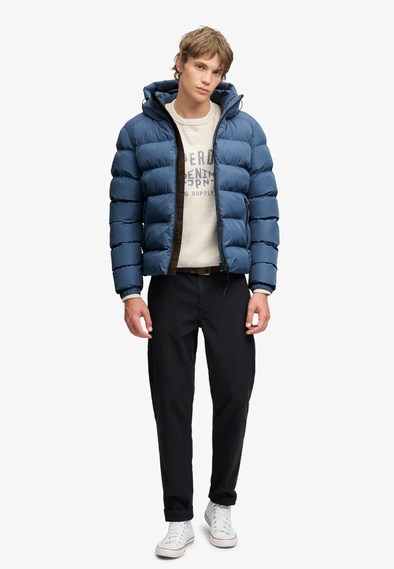 HOODED SPORTS PUFFER JACKET, Altitude Blue