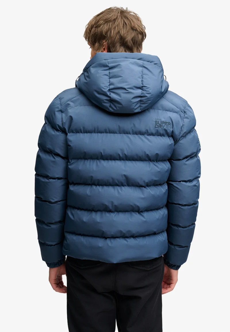 HOODED SPORTS PUFFER JACKET, Altitude Blue